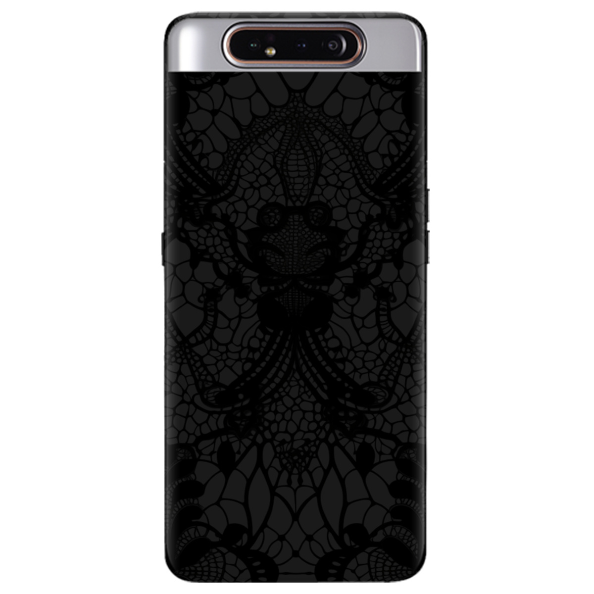 Чохол для Samsung Galaxy A80 чорний матовий soft touch Чорне мереживо - фото 1 - Чохли для телефонів