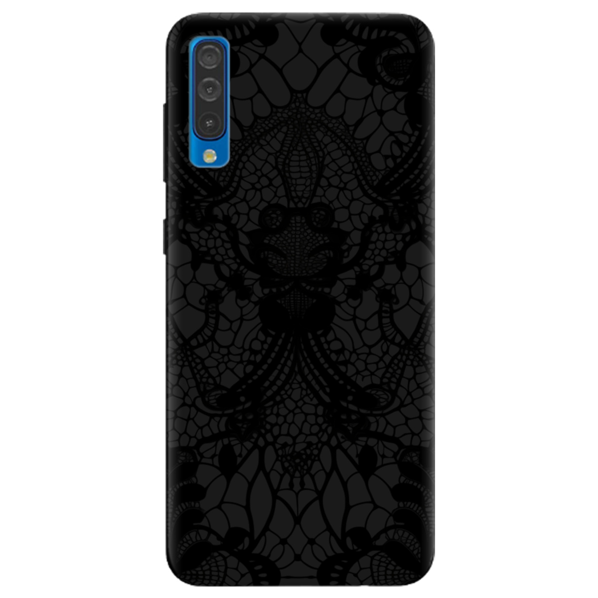 Чехол для Samsung Galaxy A30s черный матовый soft touch Черное кружево - фото 1 Чехол для Samsung Galaxy A30s черный матовый soft touch Черное кружево - фото 1 - Чехлы для телефонов