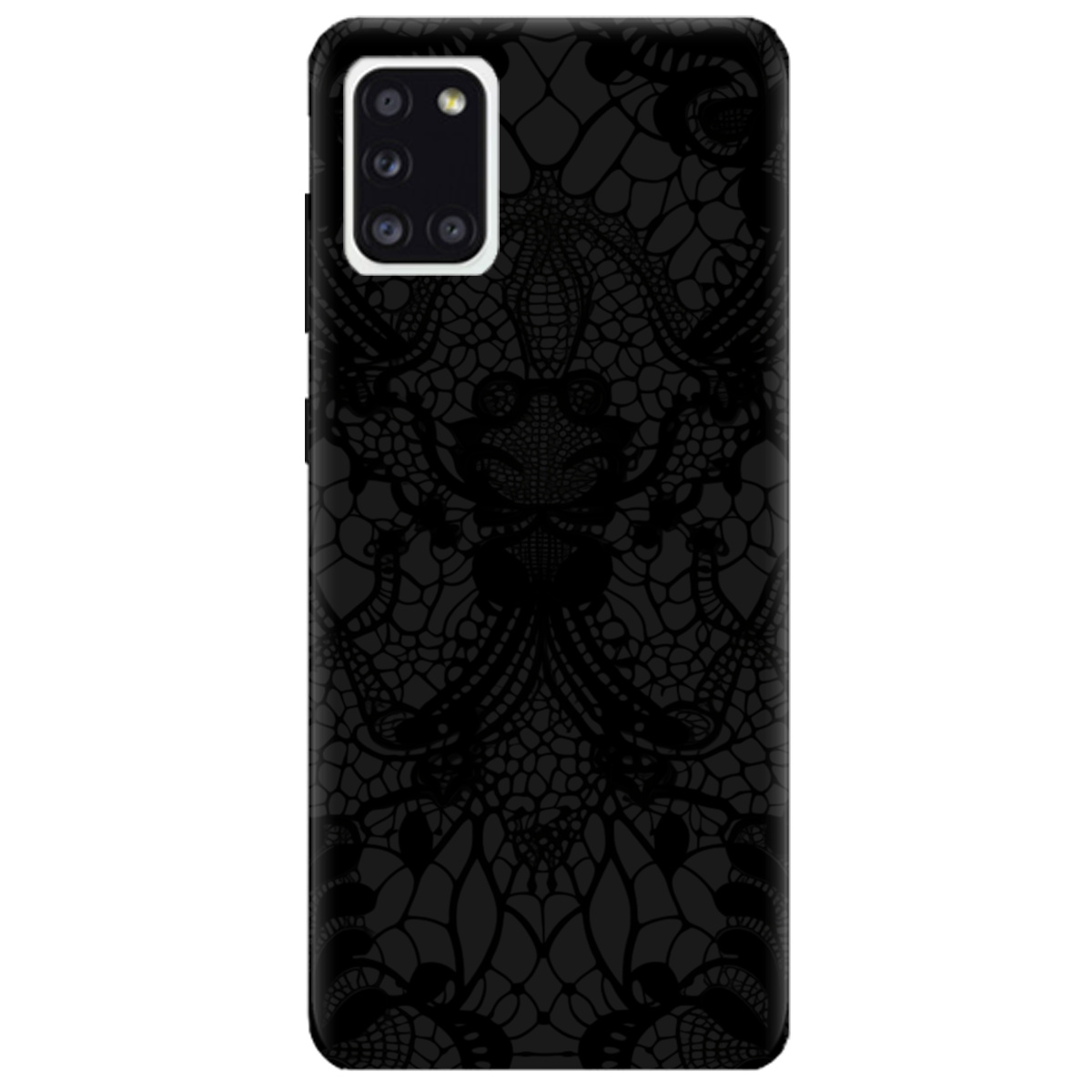 Чехол для Samsung Galaxy A31 черный матовый soft touch Черное кружево - фото 1 Чехол для Samsung Galaxy A31 черный матовый soft touch Черное кружево - фото 1 - Чехлы для телефонов