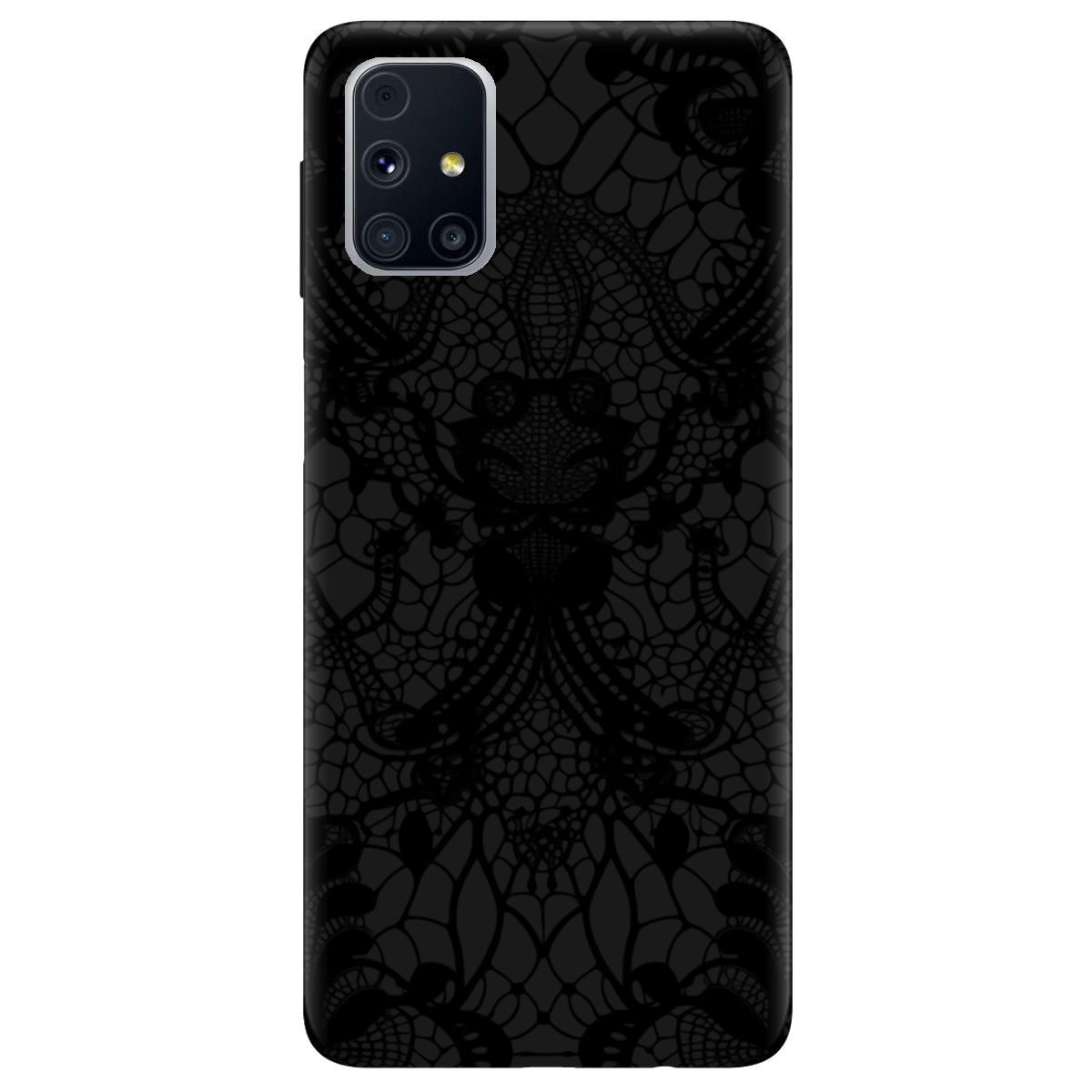 Чохол для Samsung Galaxy M31s чорний матовий soft touch Чорне мереживо - фото 1 - Чохли для телефонів