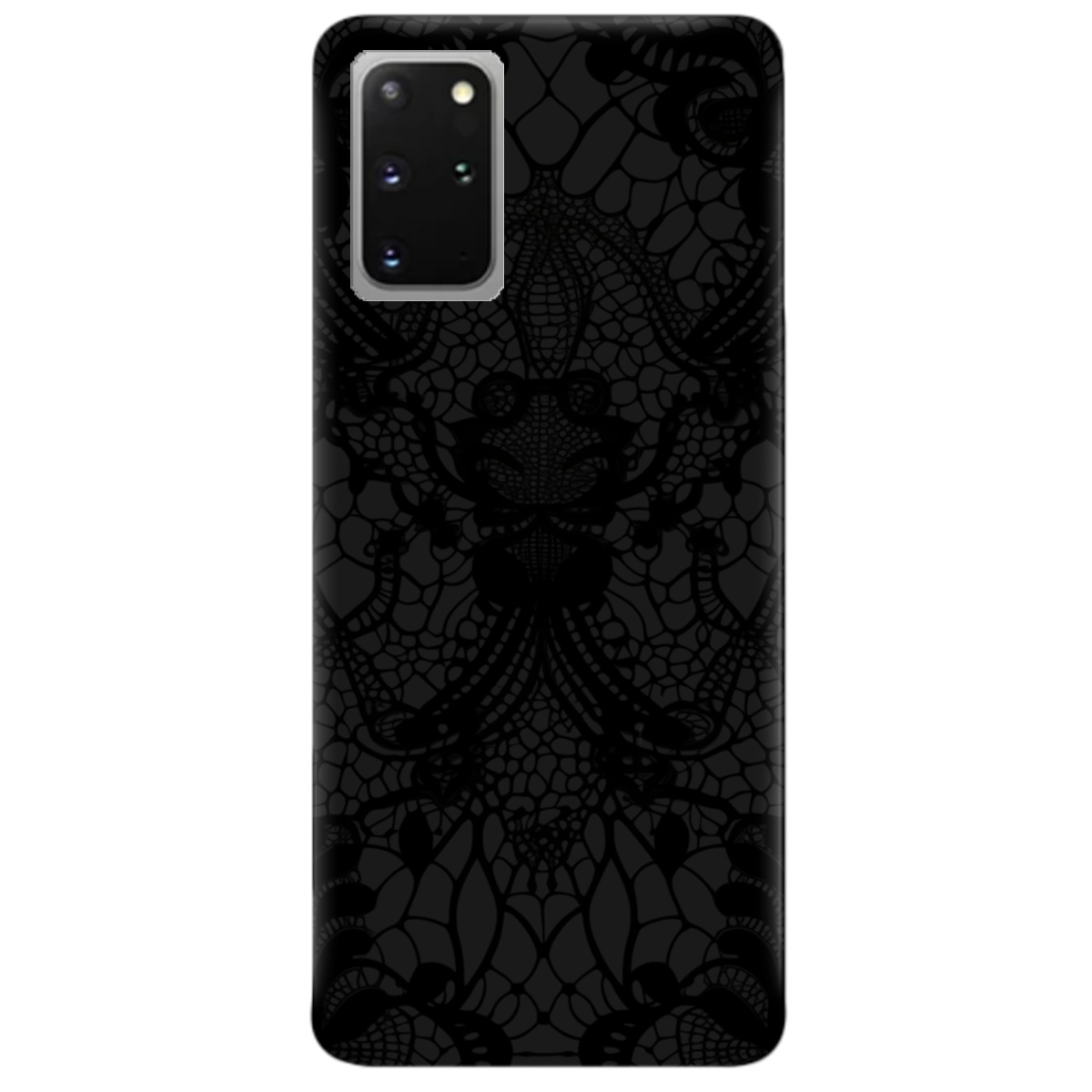 Чохол для Samsung Galaxy S20 Plus чорний матовий soft touch Чорне мереживо - фото 1 Чохол для Samsung Galaxy S20 Plus чорний матовий soft touch Чорне мереживо - фото 1 - Чохли для телефонів
