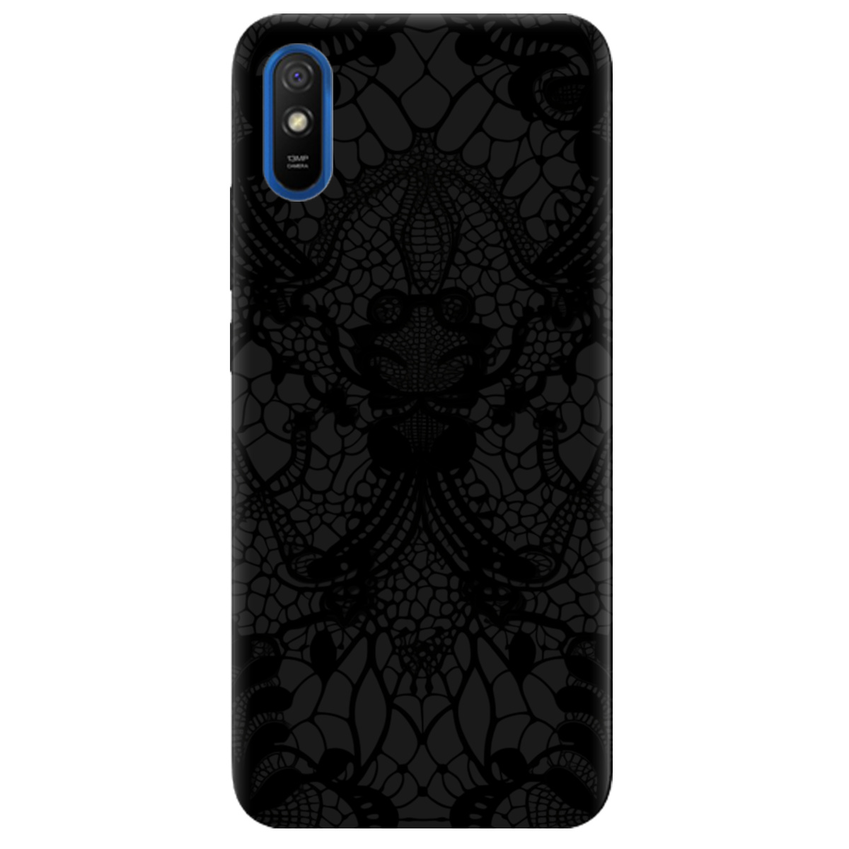 Чохол для Xiaomi Redmi 9A чорний матовий soft touch Чорне мереживо - фото 1 Чохол для Xiaomi Redmi 9A чорний матовий soft touch Чорне мереживо - фото 1 - Чохли для телефонів