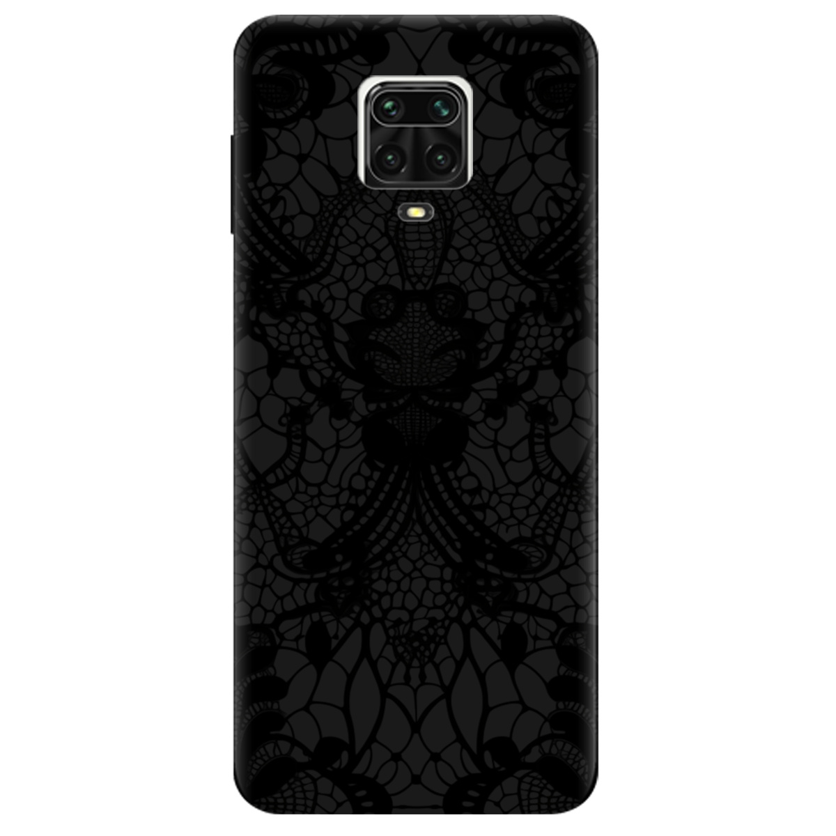 Чехол для Xiaomi Redmi Note 9 Pro черный матовый soft touch Черное кружево - фото 1 Чехол для Xiaomi Redmi Note 9 Pro черный матовый soft touch Черное кружево - фото 1 - Чехлы для телефонов