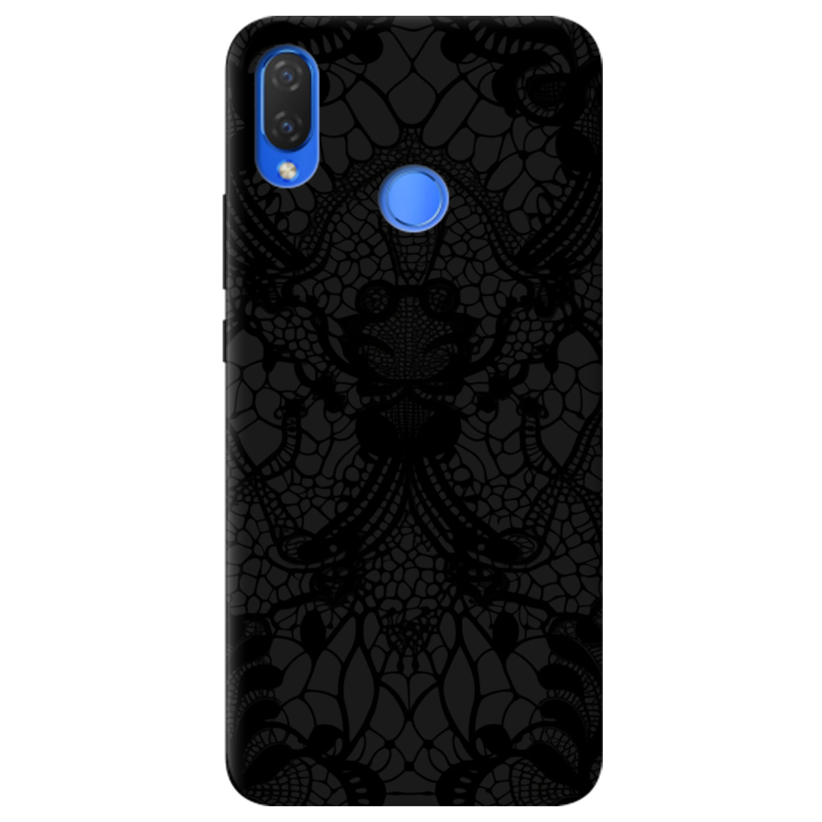 Чохол для Huawei P Smart Plus чорний матовий soft touch Чорне мереживо - фото 1 Чохол для Huawei P Smart Plus чорний матовий soft touch Чорне мереживо - фото 1 - Чохли для телефонів