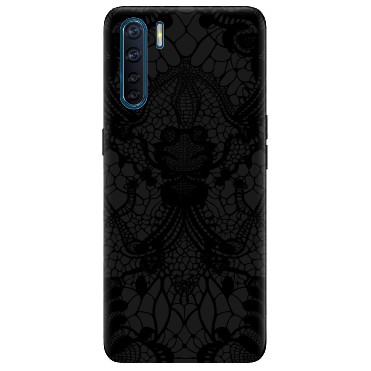 Чохол для Oppo Reno 3 чорний матовий soft touch Чорне мереживо - фото 1 Чохол для Oppo Reno 3 чорний матовий soft touch Чорне мереживо - фото 1 - Чохли для телефонів
