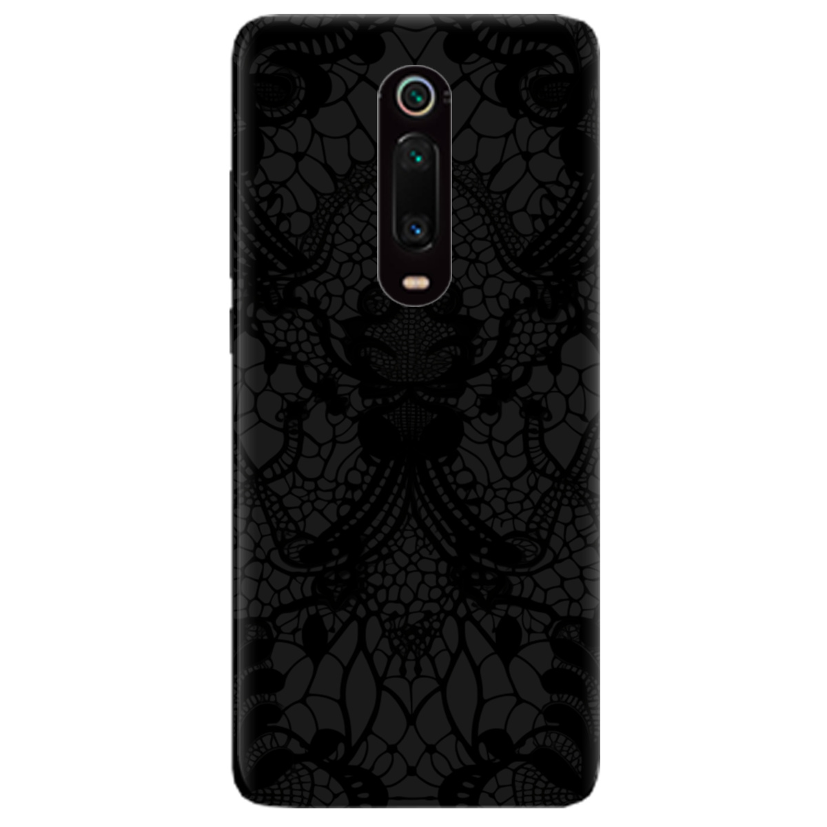 Чехол для Xiaomi Mi 9T черный матовый soft touch Черное кружево - фото 1 - Чехлы для телефонов