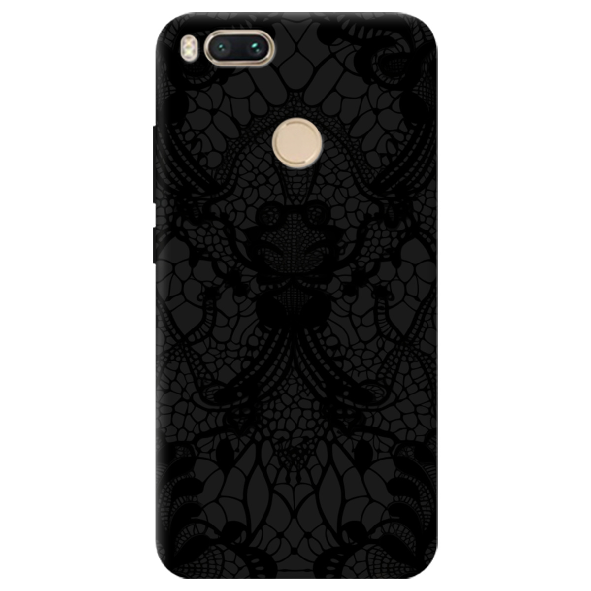 Чохол для Xiaomi Mi A1 чорний матовий soft touch Чорне мереживо - фото 1 - Чохли для телефонів
