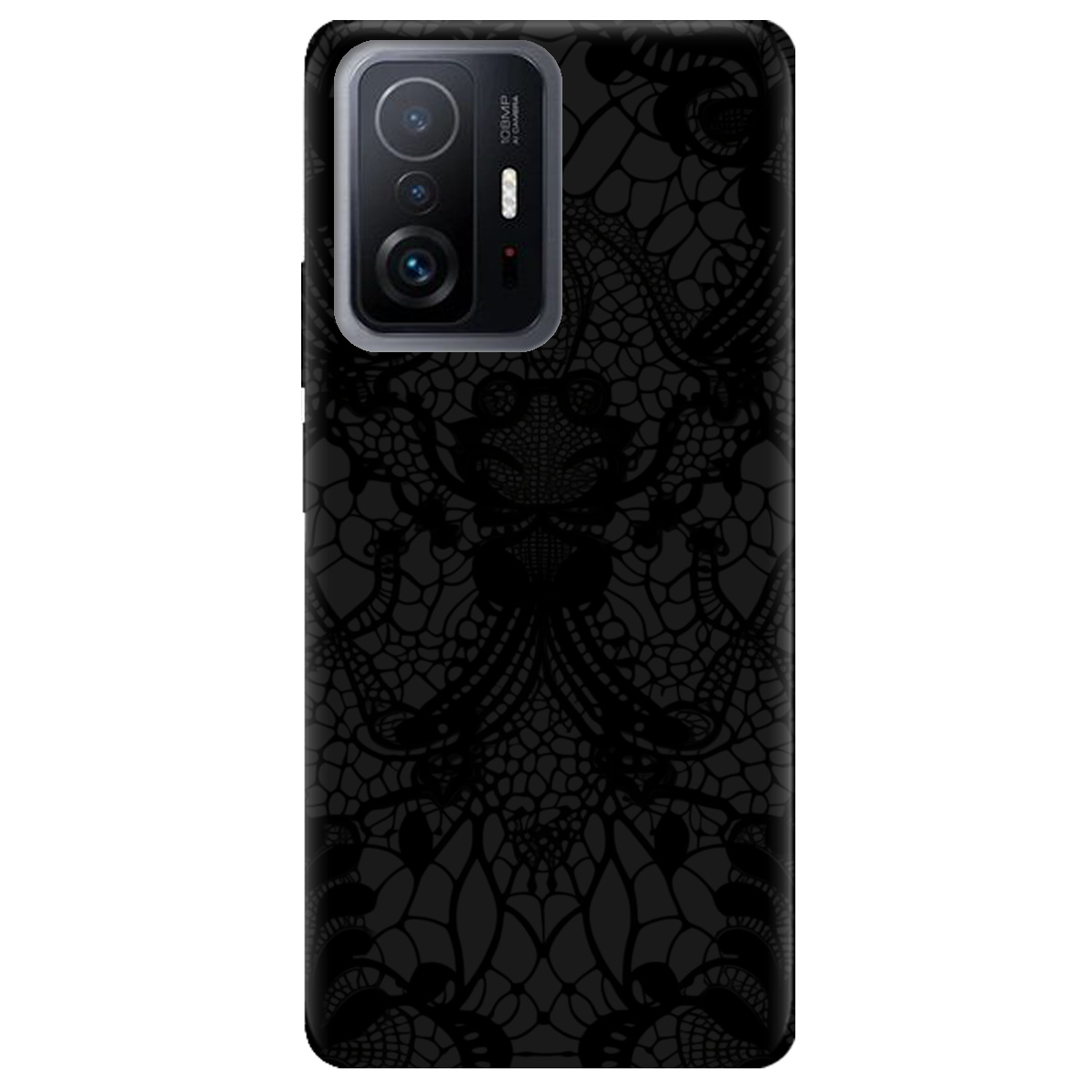Чехол для Xiaomi 11T черный матовый soft touch Черное кружево - фото 1 - Чехлы для телефонов