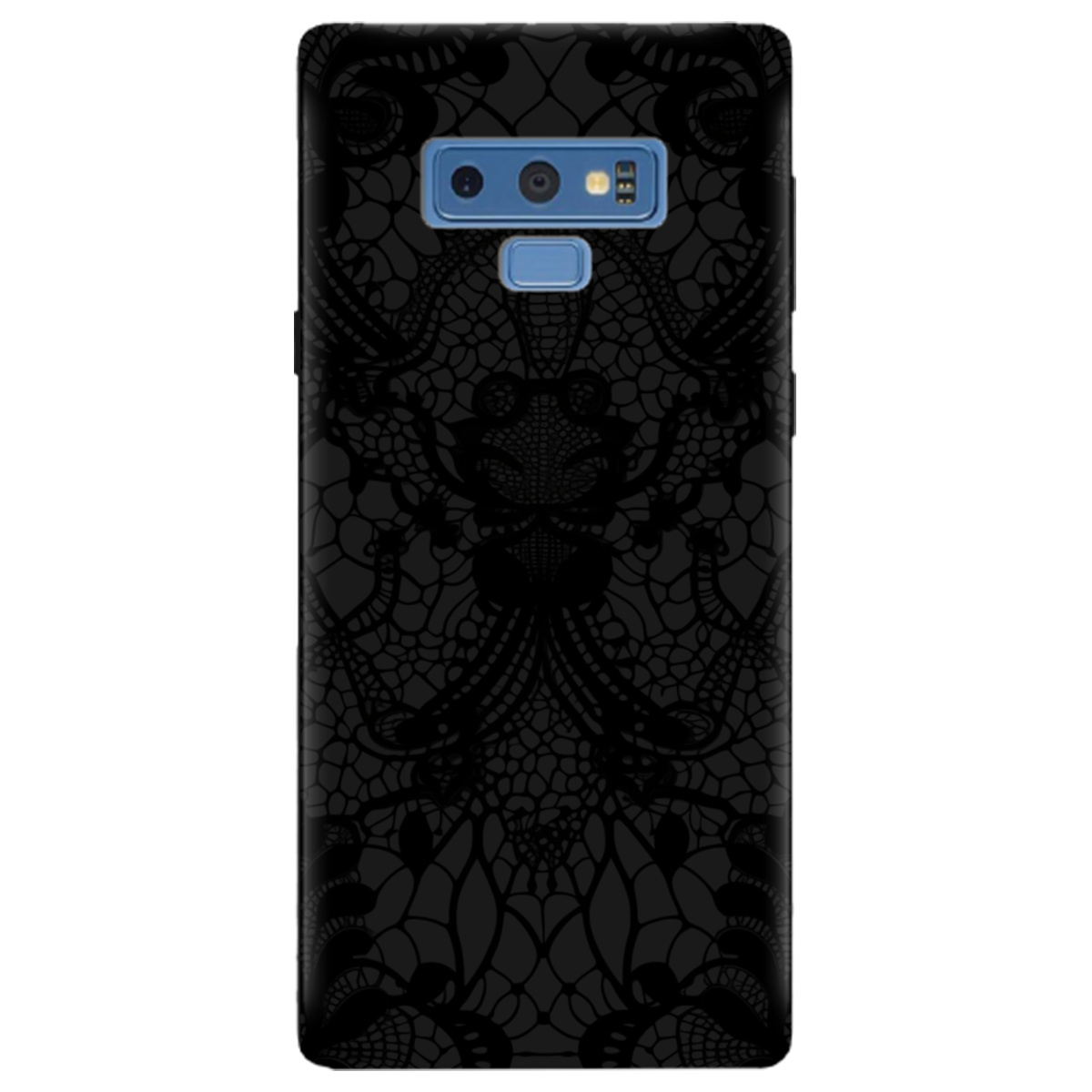 Чохол для Samsung Galaxy Note 9 чорний матовий soft touch Чорне мереживо - фото 1 - Чохли для телефонів