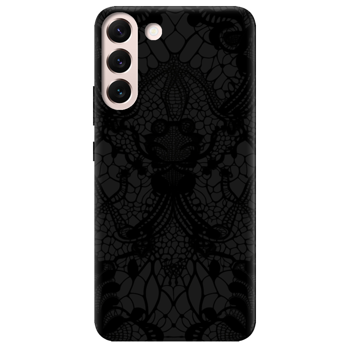 Чехол для Samsung Galaxy S22 Plus черный матовый soft touch Черное кружево - фото 1 Чехол для Samsung Galaxy S22 Plus черный матовый soft touch Черное кружево - фото 1 - Чехлы для телефонов