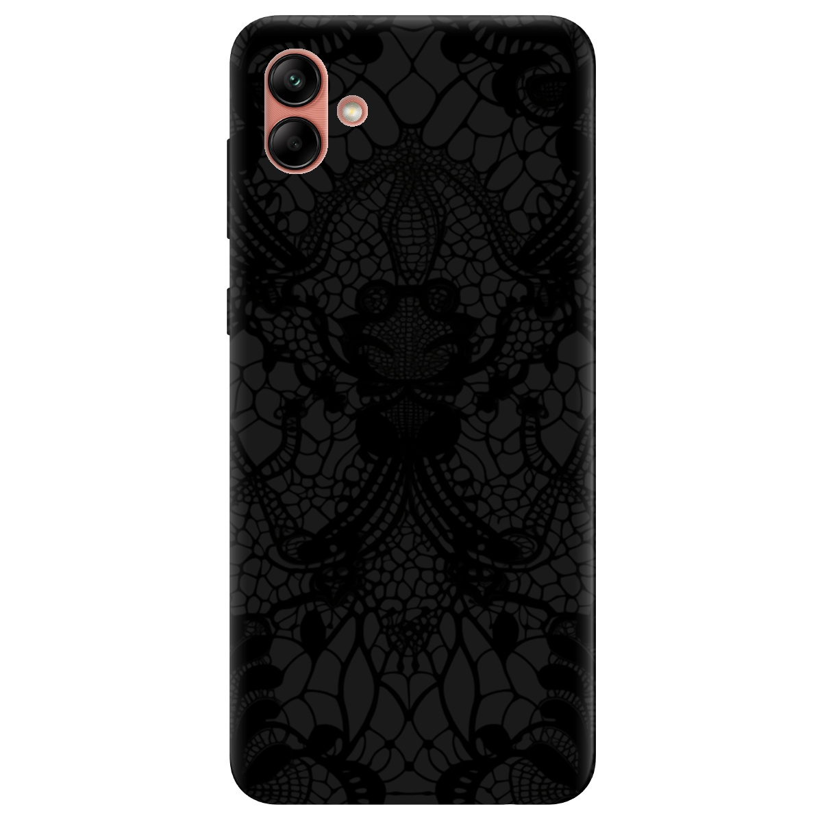 Чохол для Samsung Galaxy A04 чорний матовий soft touch Чорне мереживо - фото 1 - Чохли для телефонів