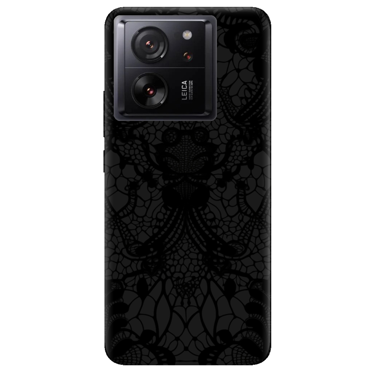 Чехол для Xiaomi 13T черный матовый soft touch Черное кружево - фото 1 - Чехлы для телефонов