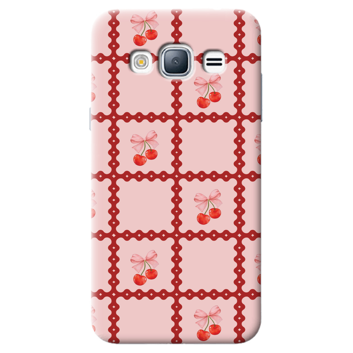 Чехол для Samsung Galaxy J3 2016 Вишни в сетке - фото 1 - Чехлы для телефонов