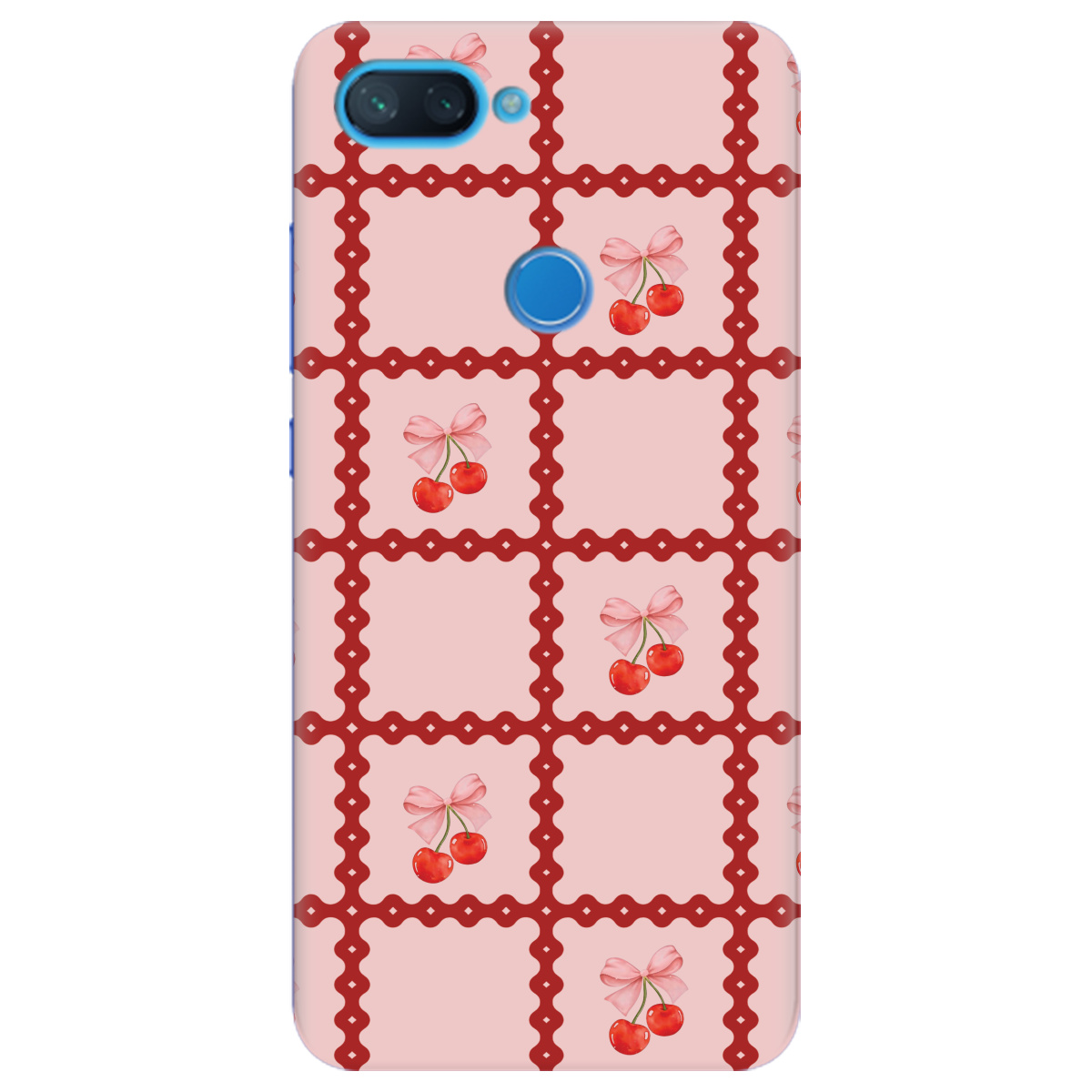 Чехол для Xiaomi Mi 8 Lite Вишни в сетке - фото 1 - Чехлы для телефонов