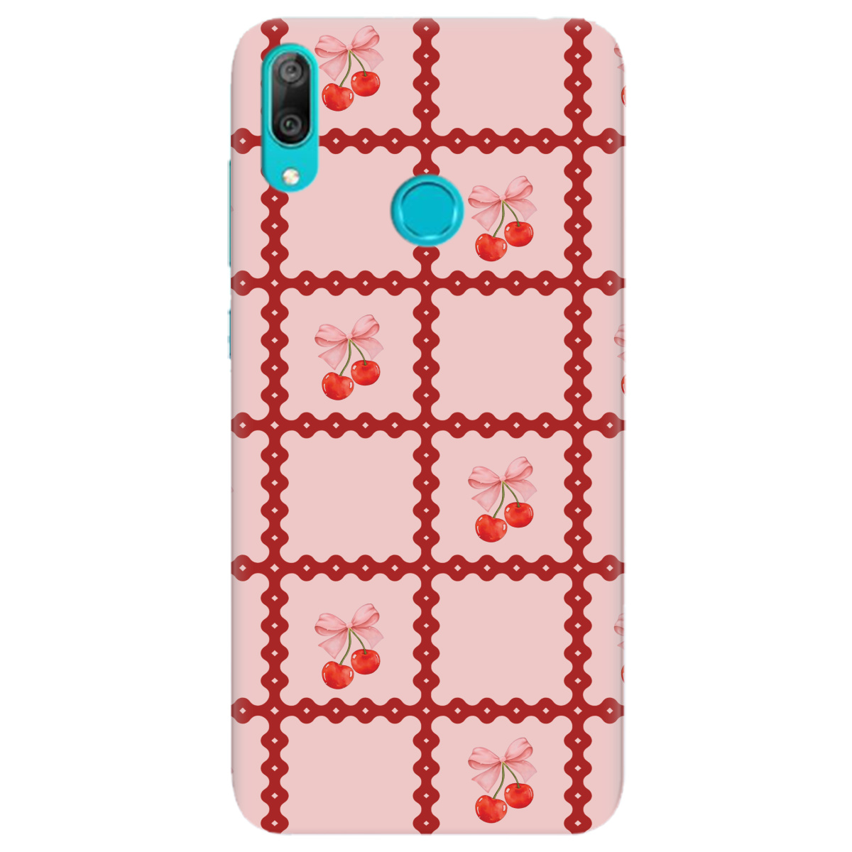 Чехол для Huawei Y7 2019 Вишни в сетке - фото 1 - Чехлы для телефонов