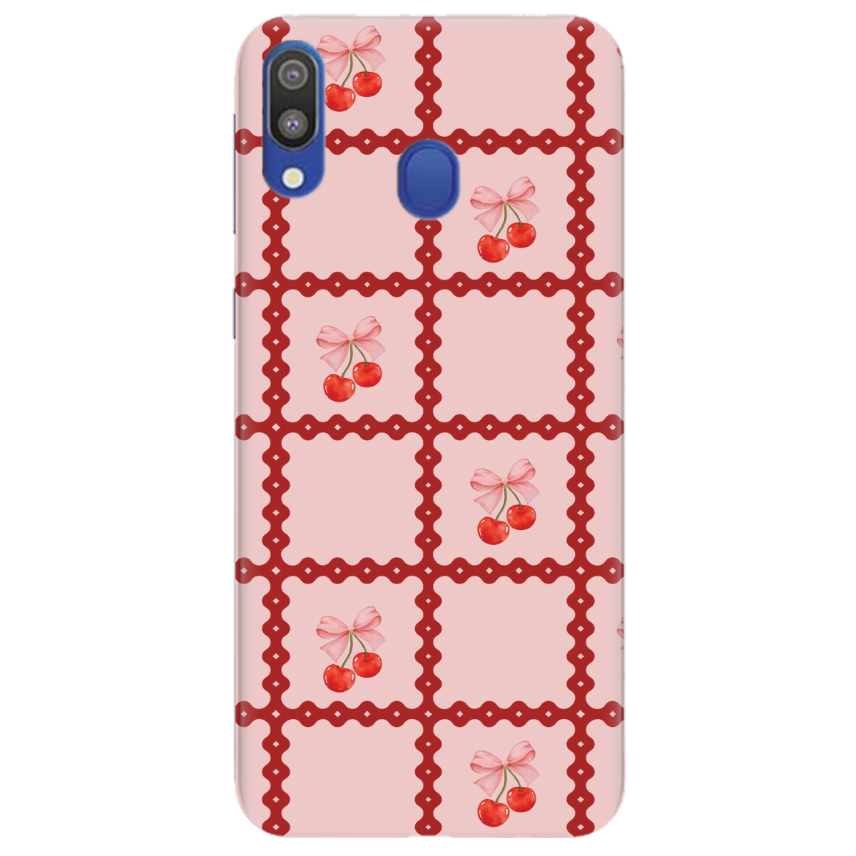 Чехол для Samsung Galaxy A40 Вишни в сетке - фото 1 - Чехлы для телефонов