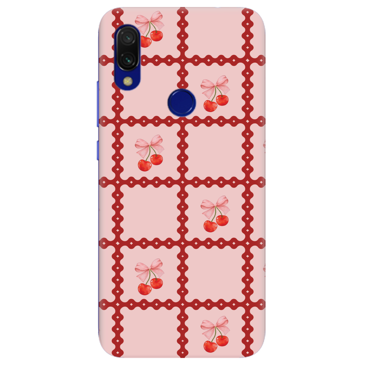 Чохол для Xiaomi Redmi 7 Вишні у сітці - фото 1 Чохол для Xiaomi Redmi 7 Вишні у сітці - фото 1 - Чохли для телефонів