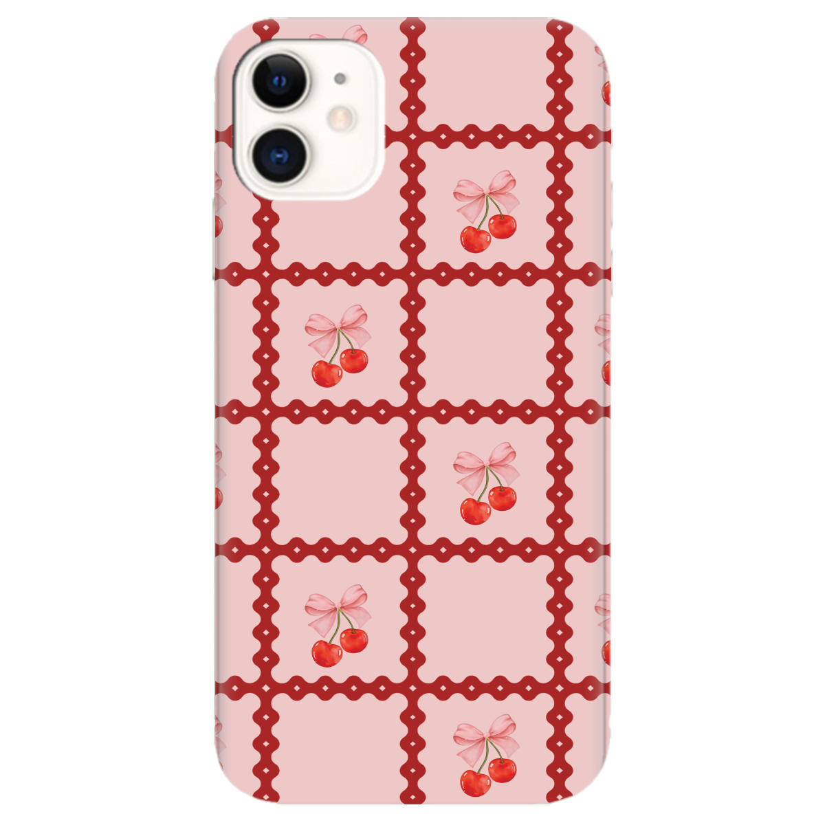 Чехол для Apple iPhone 11 Вишни в сетке - фото 1 Чехол для Apple iPhone 11 Вишни в сетке - фото 1 - Чехлы для телефонов