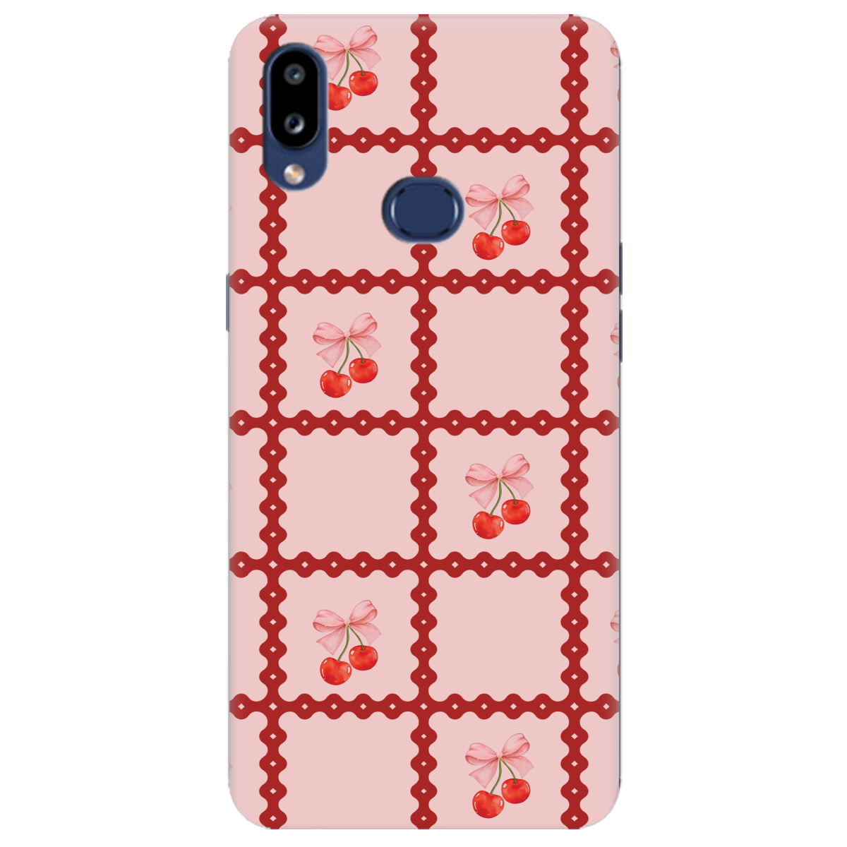 Чехол для Samsung Galaxy A10s Вишни в сетке - фото 1 Чехол для Samsung Galaxy A10s Вишни в сетке - фото 1 - Чехлы для телефонов