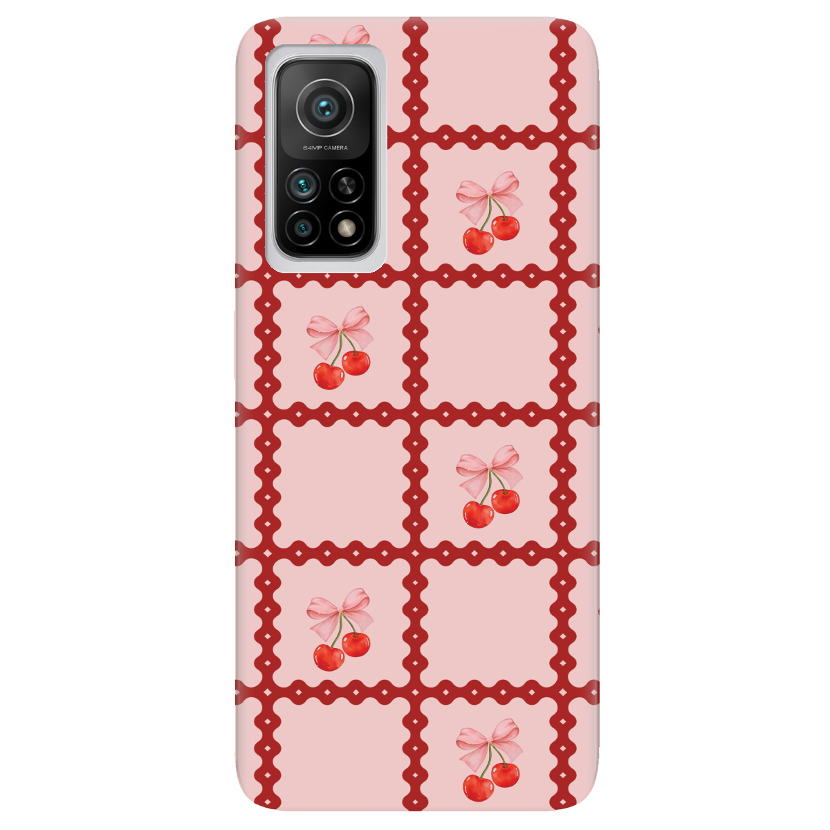 Чехол для Xiaomi Mi 10T/ Mi 10T Pro Вишни в сетке - фото 1 Чехол для Xiaomi Mi 10T/ Mi 10T Pro Вишни в сетке - фото 1 - Чехлы для телефонов