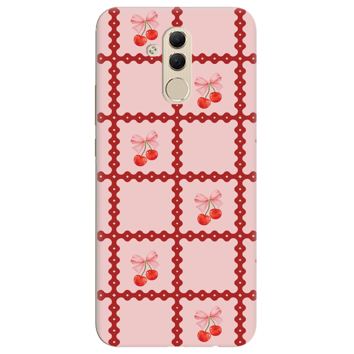 Чехол для Huawei Mate 20 Lite Вишни в сетке - фото 1 Чехол для Huawei Mate 20 Lite Вишни в сетке - фото 1 - Чехлы для телефонов