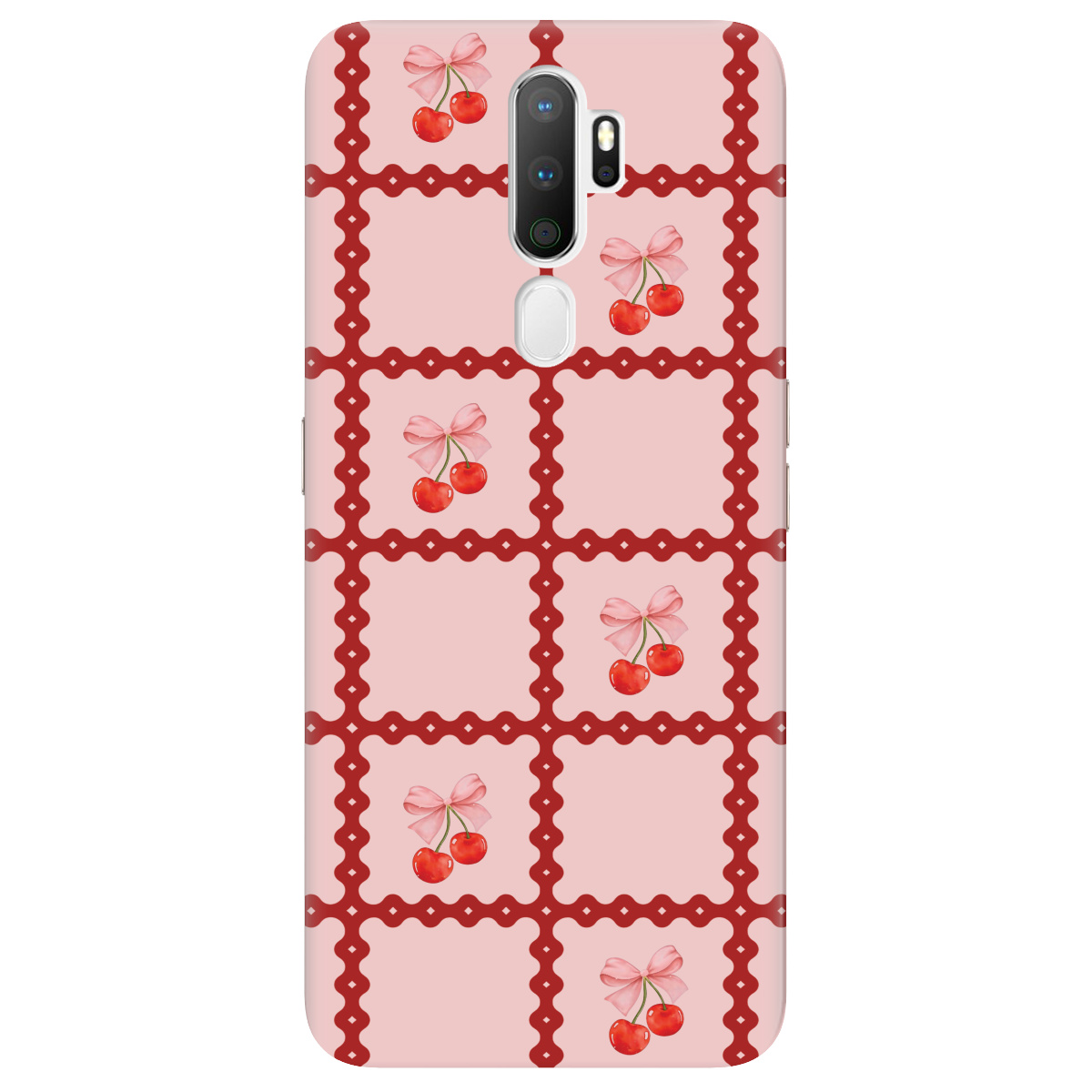 Чехол для Oppo A5 2020/A9 2020 Вишни в сетке - фото 1 - Чехлы для телефонов
