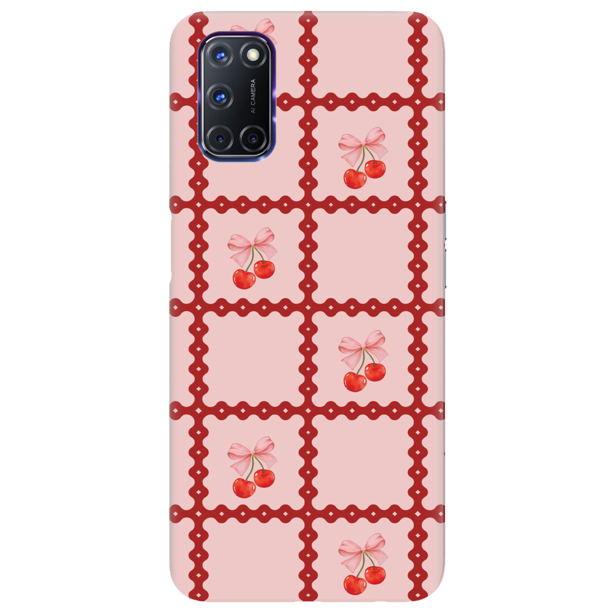 Чехол для Oppo A52/ A72/ A92 Вишни в сетке - фото 1 Чехол для Oppo A52/ A72/ A92 Вишни в сетке - фото 1 - Чехлы для телефонов