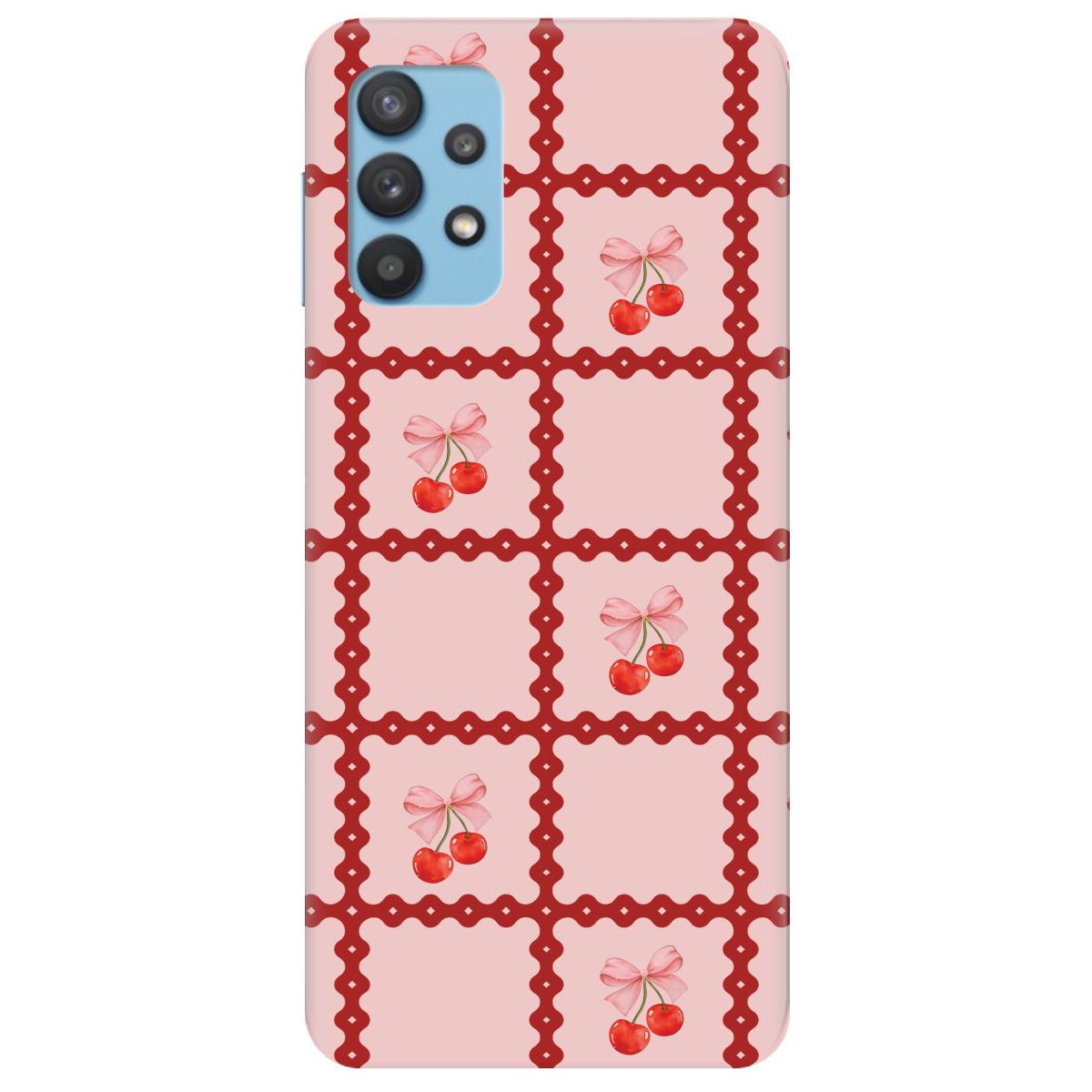 Чохол для Samsung Galaxy A32 4G Вишні у сітці - фото 1 Чохол для Samsung Galaxy A32 4G Вишні у сітці - фото 1 - Чохли для телефонів