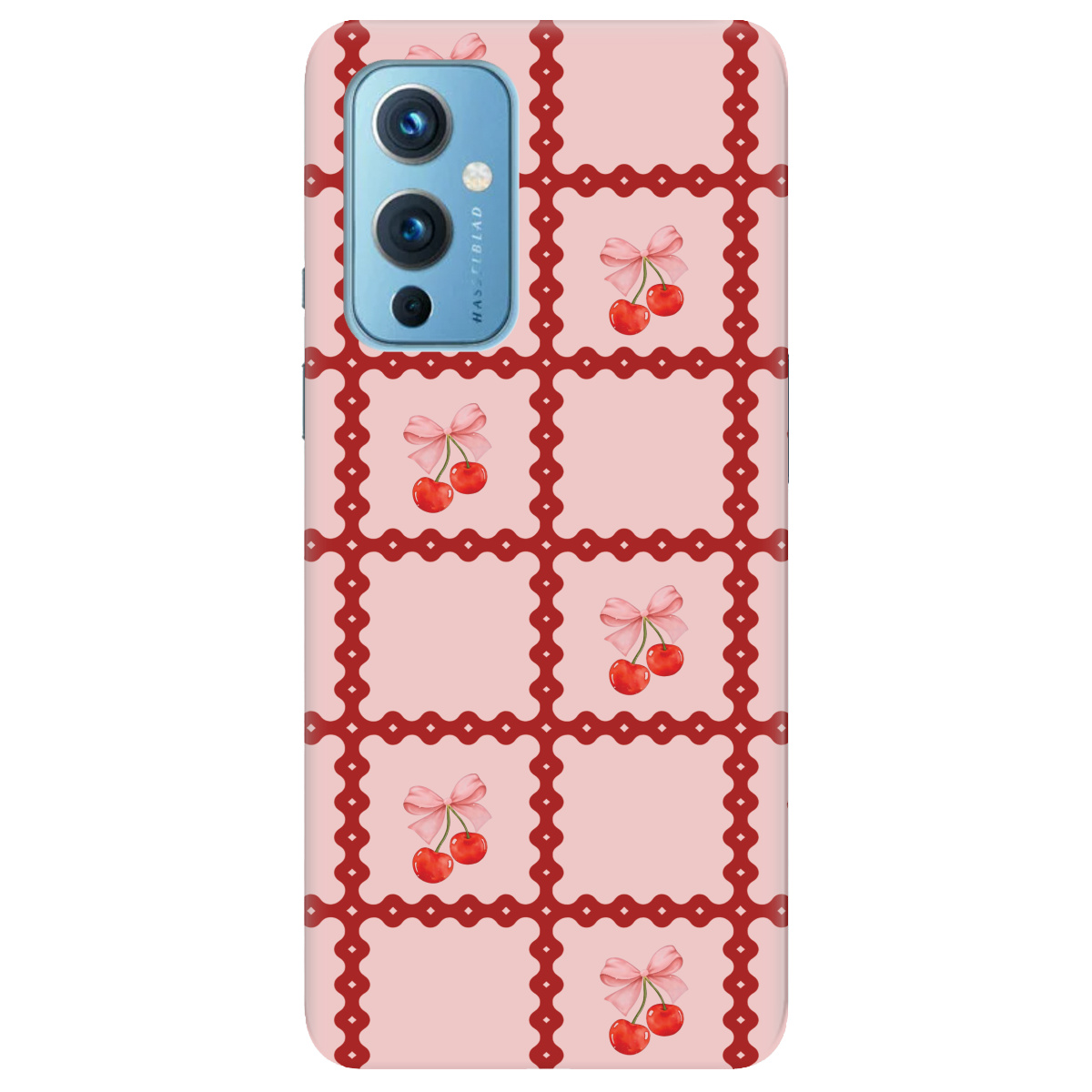 Чехол для OnePlus 9 (азиатская версия) Вишни в сетке - фото 1 - Чехлы для телефонов