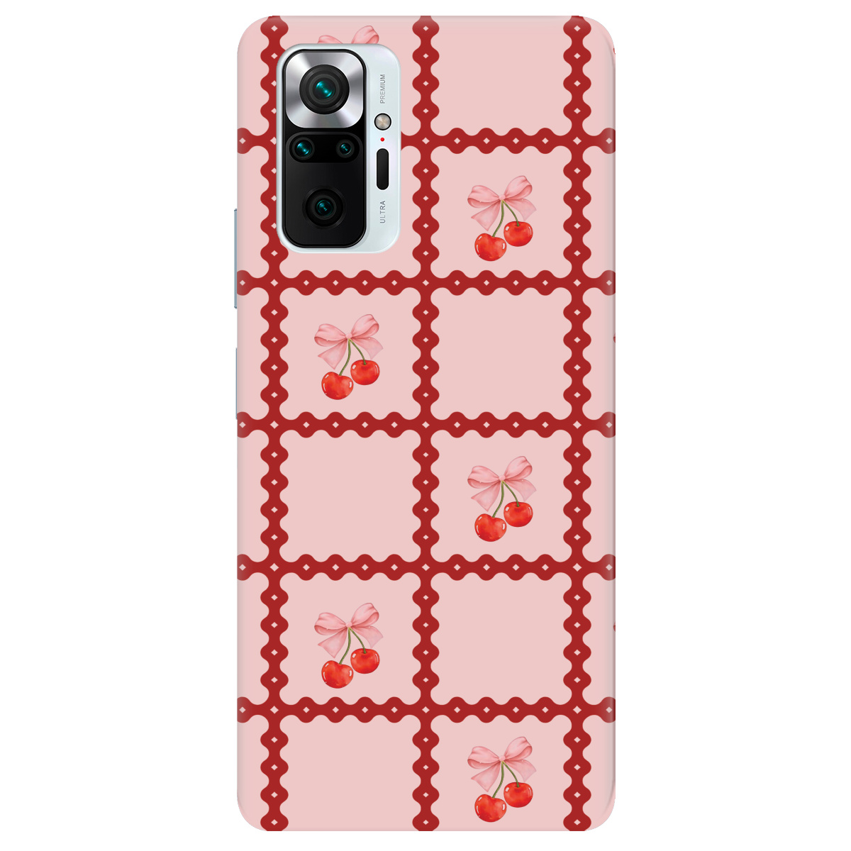 Чохол для Xiaomi Redmi Note 10 Pro Вишні у сітці - фото 1 Чохол для Xiaomi Redmi Note 10 Pro Вишні у сітці - фото 1 - Чохли для телефонів