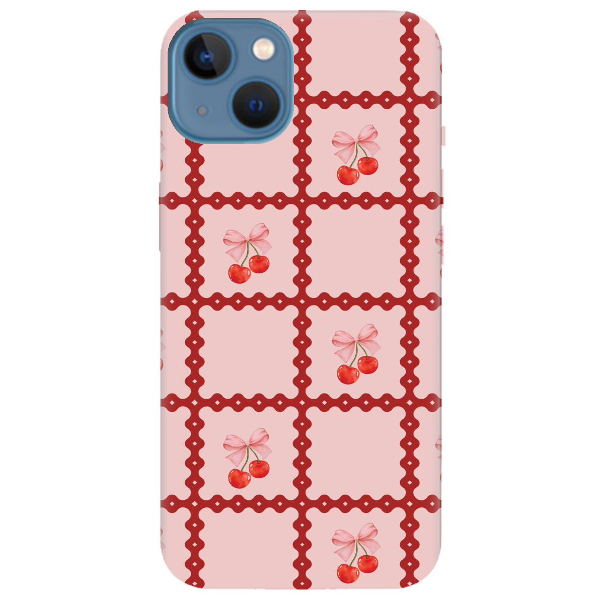 Чохол для Apple iPhone 13 Вишні у сітці - фото 1 Чохол для Apple iPhone 13 Вишні у сітці - фото 1 - Чохли для телефонів