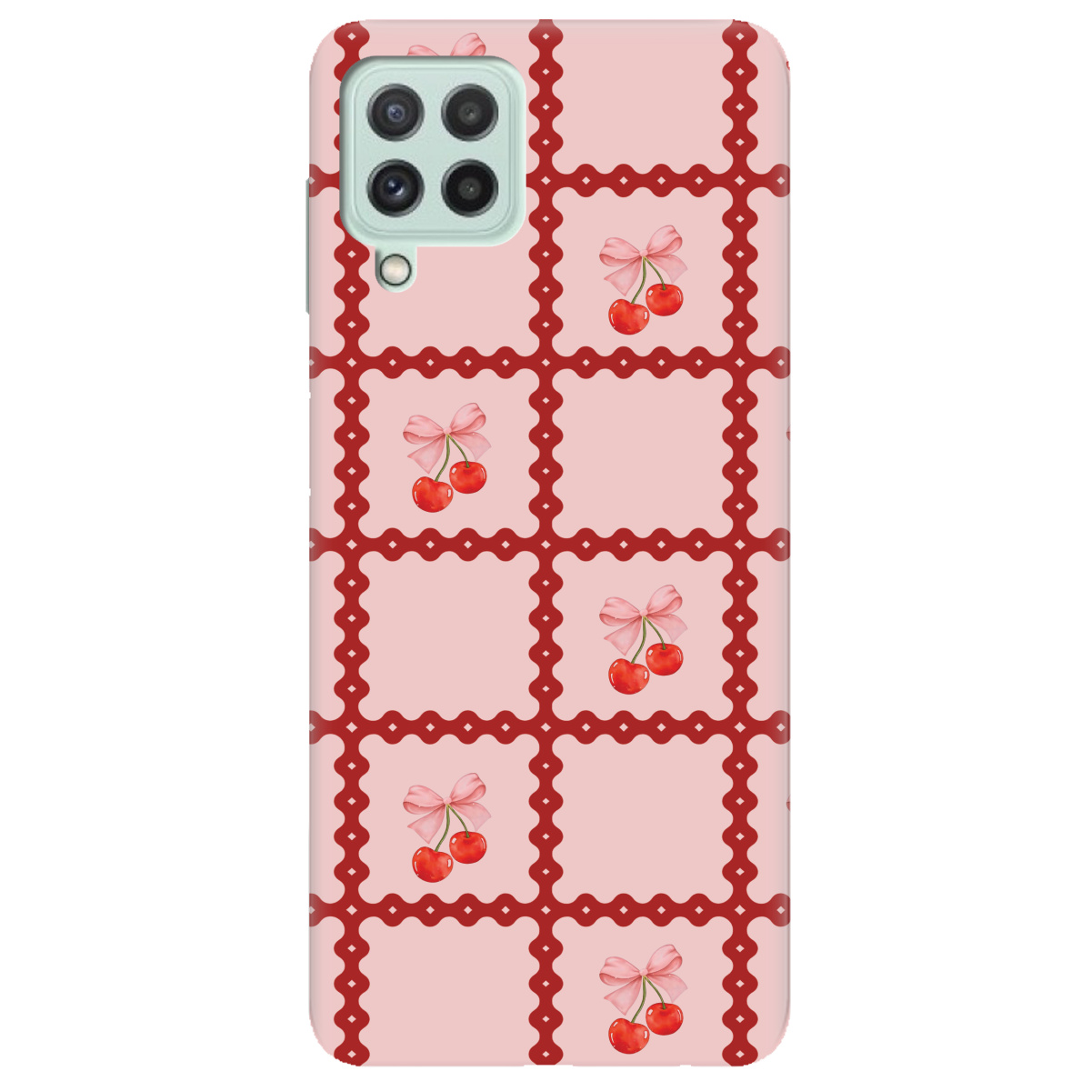 Чохол для Samsung Galaxy M22 Вишні у сітці - фото 1 - Чохли для телефонів