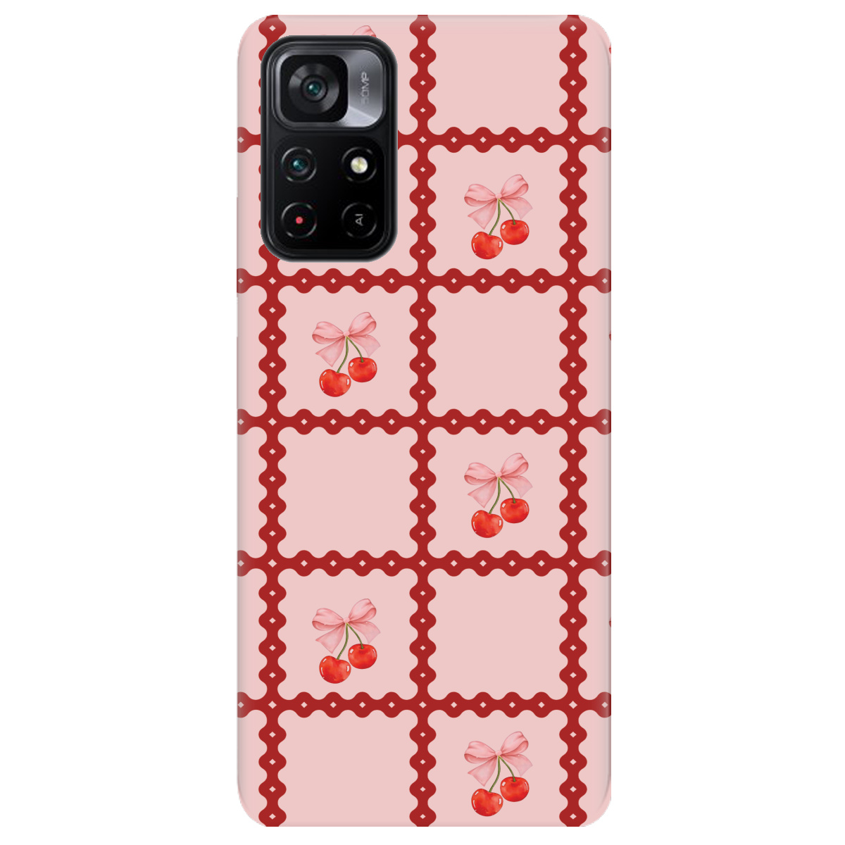 Чохол для Xiaomi Poco M4 Pro 5G Вишні у сітці - фото 1 Чохол для Xiaomi Poco M4 Pro 5G Вишні у сітці - фото 1 - Чохли для телефонів
