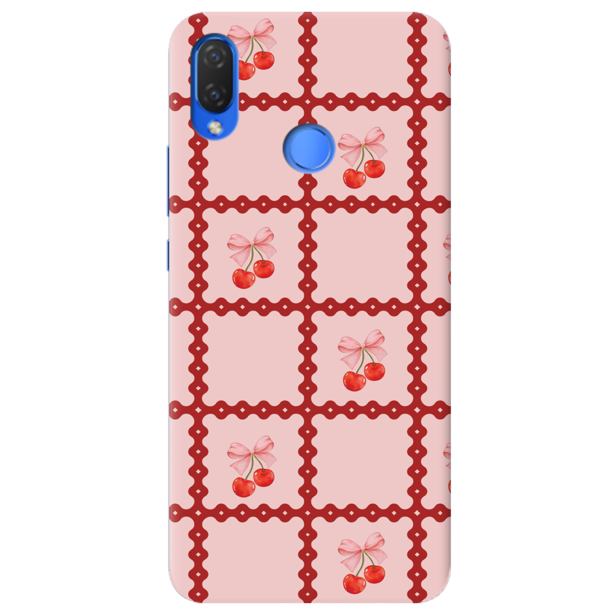 Чохол для Huawei P Smart Plus Вишні у сітці - фото 1 Чохол для Huawei P Smart Plus Вишні у сітці - фото 1 - Чохли для телефонів