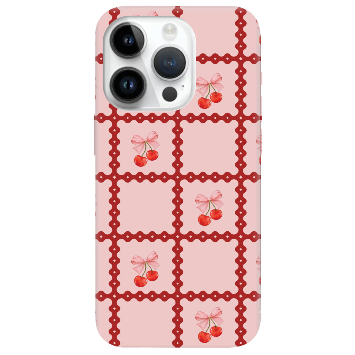 Чехол для Apple iPhone 14 Pro Max Вишни в сетке - фото 1 - Чехлы для телефонов