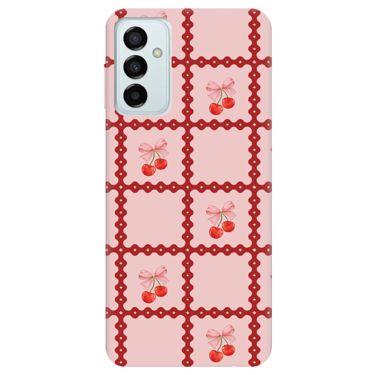 Чохол для Samsung Galaxy M23 5G Вишні у сітці - фото 1 Чохол для Samsung Galaxy M23 5G Вишні у сітці - фото 1 - Чохли для телефонів