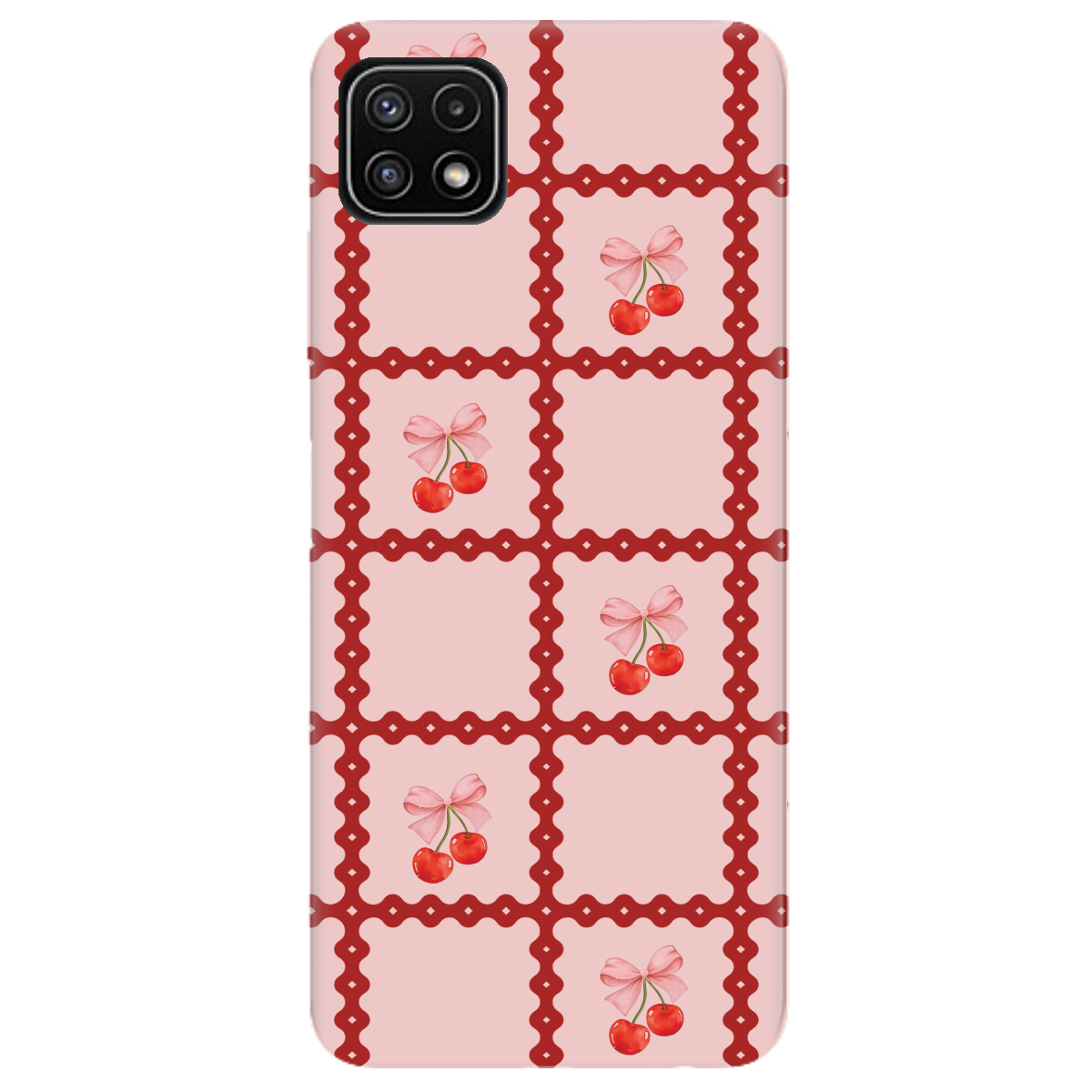 Чохол для Samsung Galaxy A22 5G Вишні у сітці - фото 1 - Чохли для телефонів