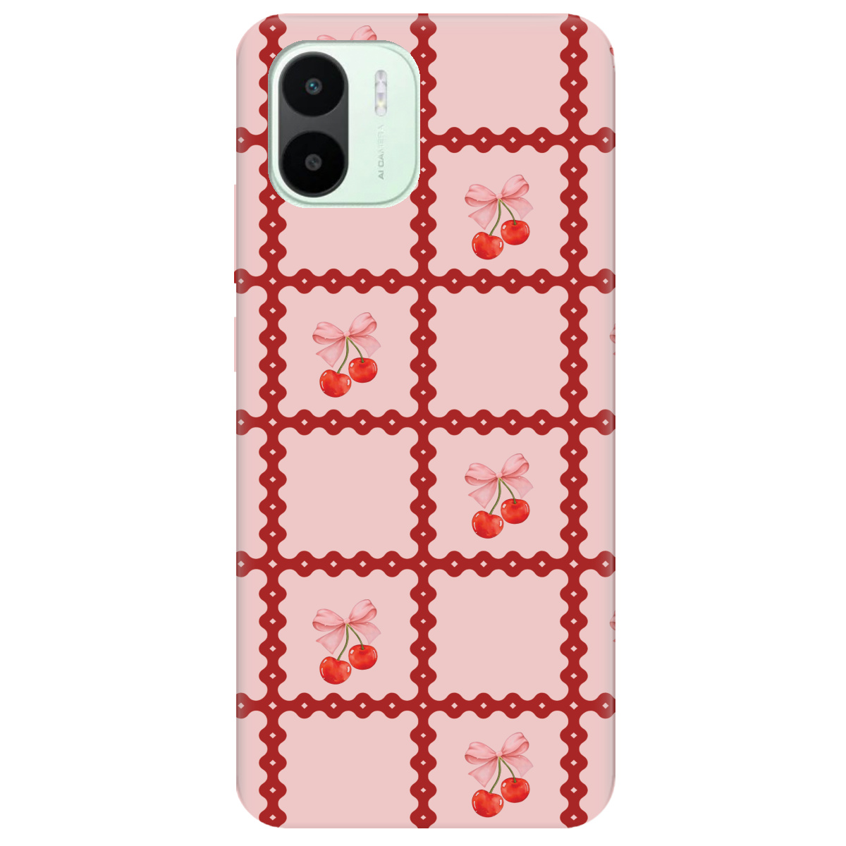 Чохол для Xiaomi Redmi A2 Вишні у сітці - фото 1 Чохол для Xiaomi Redmi A2 Вишні у сітці - фото 1 - Чохли для телефонів