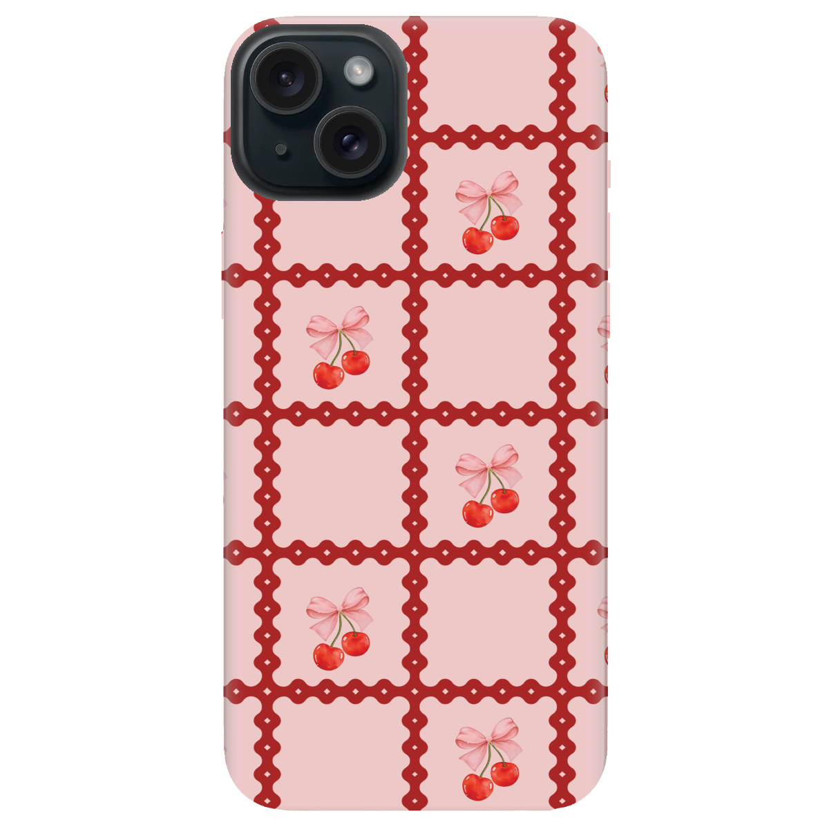 Чохол для Apple iPhone 15 Plus Вишні у сітці - фото 1 - Чохли для телефонів