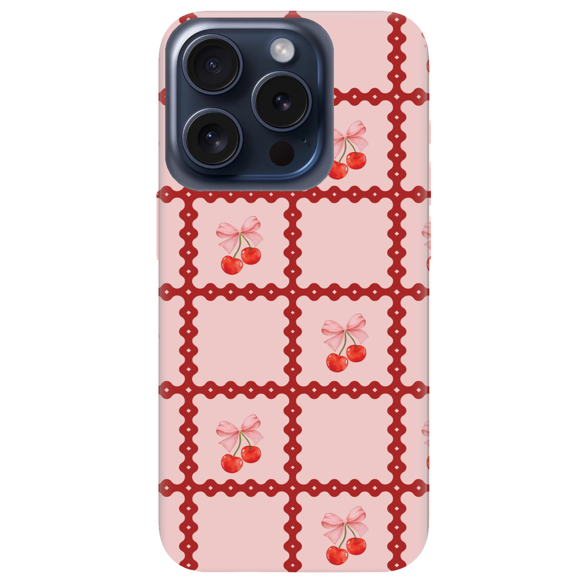 Чохол для Apple iPhone 15 Pro Max Вишні у сітці - фото 1 - Чохли для телефонів