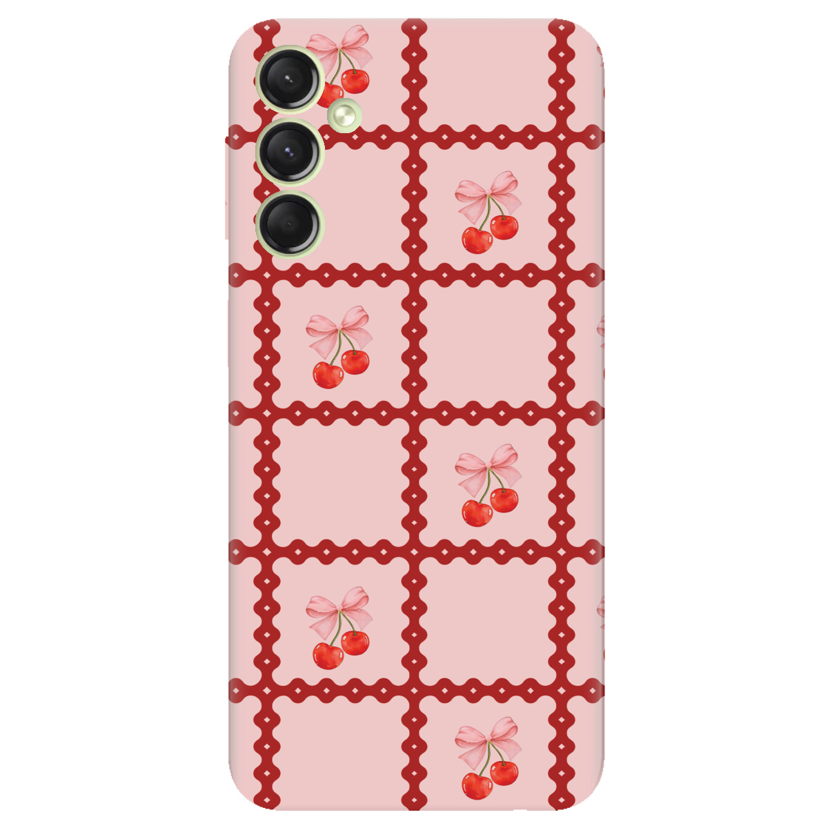 Чохол для Samsung Galaxy A24 4G Вишні у сітці - фото 1 - Чохли для телефонів