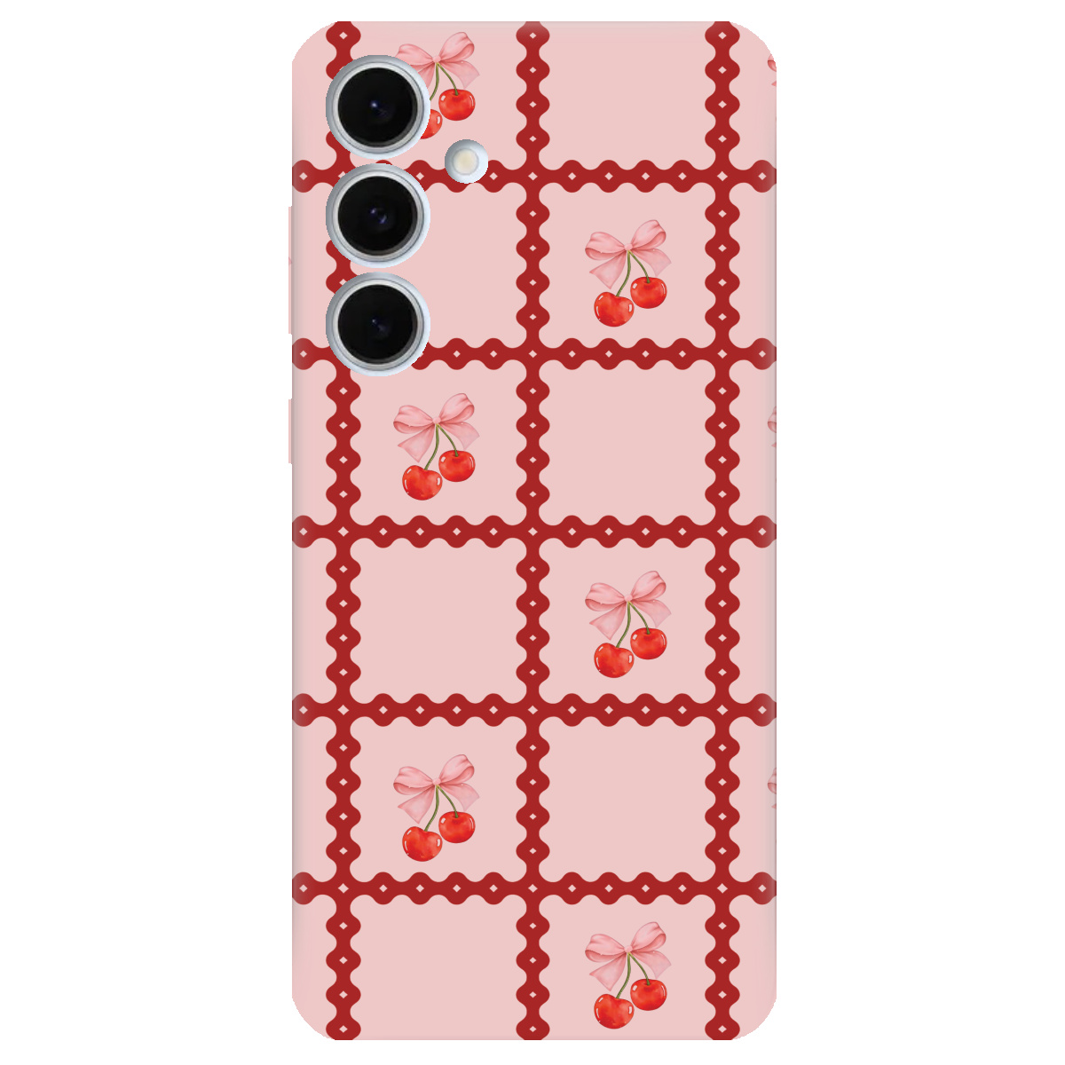 Чохол для Samsung Galaxy S24 FE Вишні у сітці - фото 1 - Чохли для телефонів