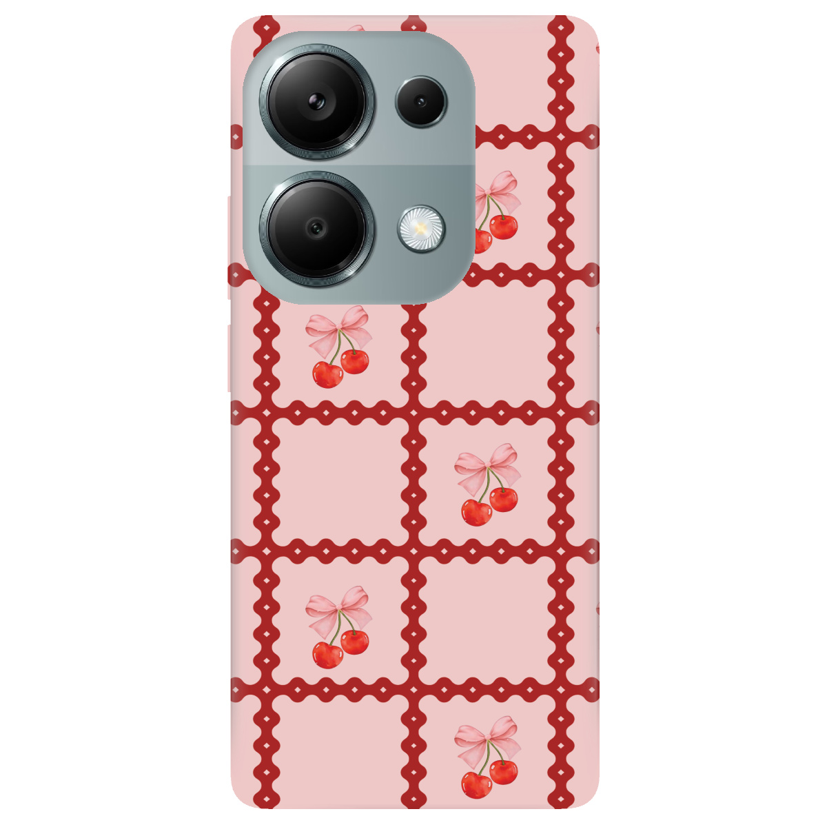Чехол для Xiaomi Poco M6 Pro 4G Вишни в сетке - фото 1 - Чехлы для телефонов