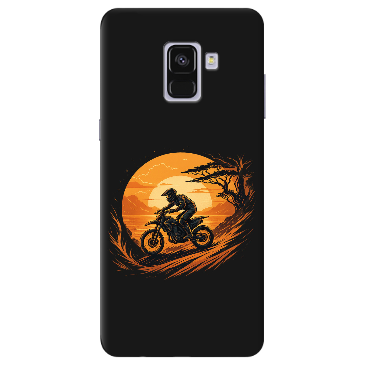 Чохол для Samsung Galaxy A8 2018 чорний матовий soft touch БайкШлях - фото 1 - Чохли для телефонів