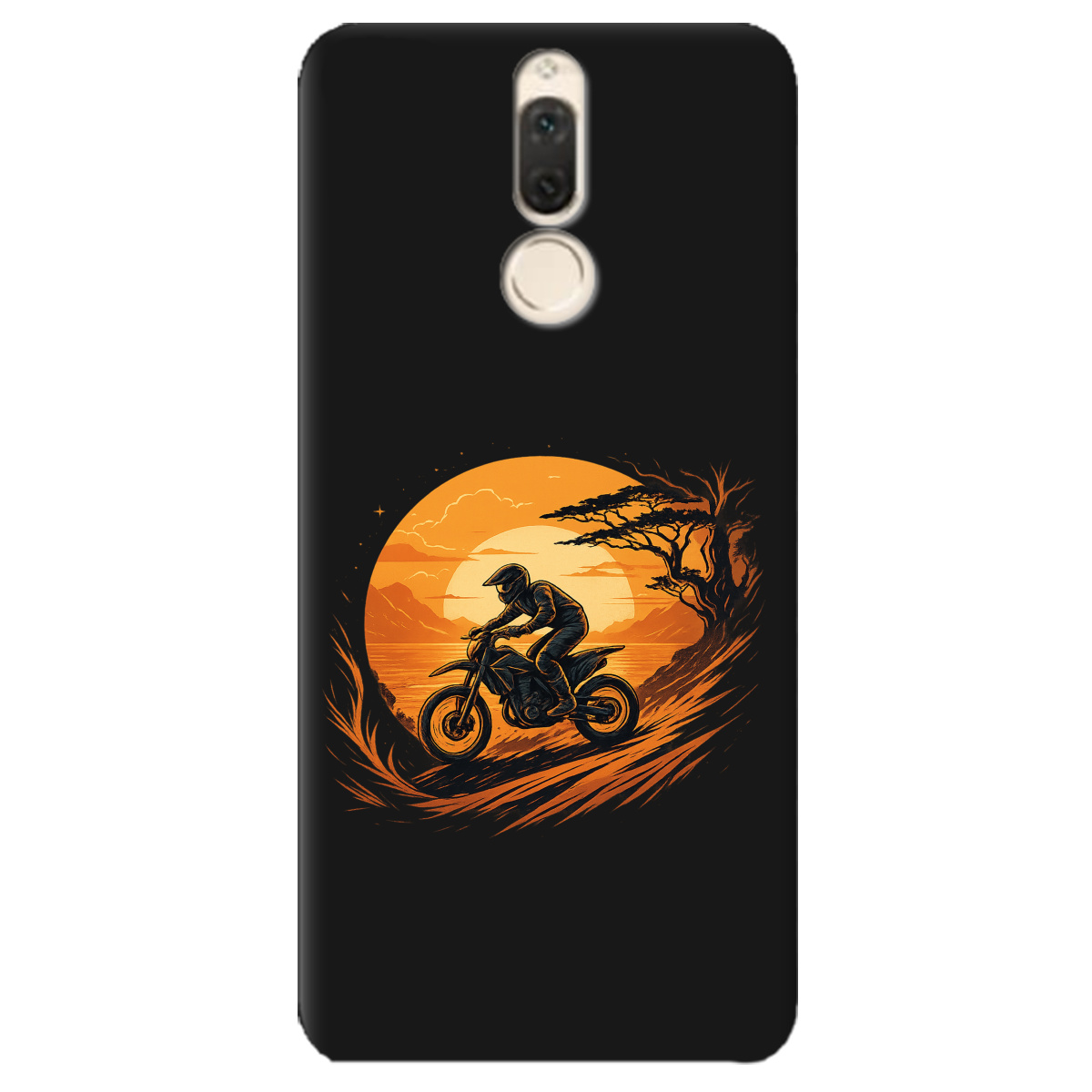 Чехол для Huawei Mate 10 Lite черный матовый soft touch БайкПуть - фото 1 - Чехлы для телефонов