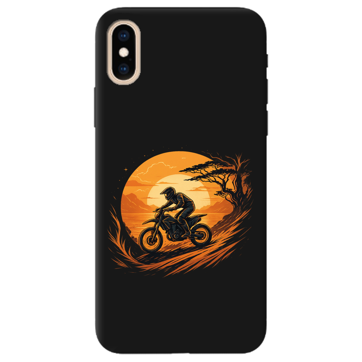 Чохол для Apple iPhone XS чорний матовий soft touch БайкШлях - фото 1 - Чохли для телефонів