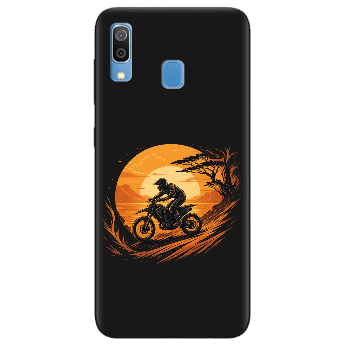 Чехол для Samsung Galaxy A30 черный матовый soft touch БайкПуть - фото 1 - Чехлы для телефонов