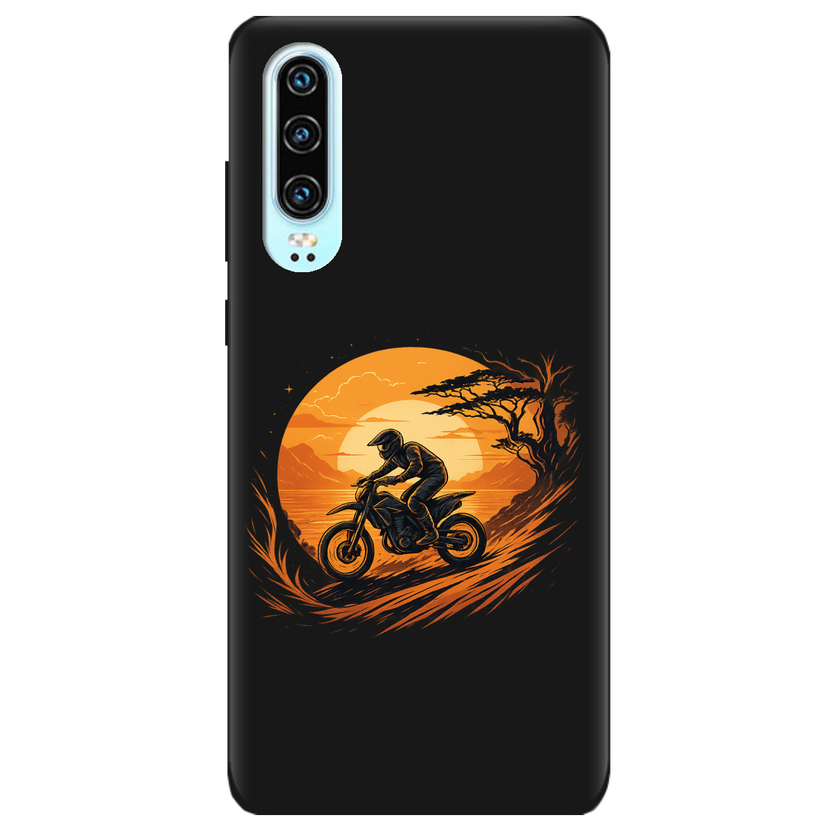 Чехол для Huawei P30 черный матовый soft touch БайкПуть - фото 1 - Чехлы для телефонов