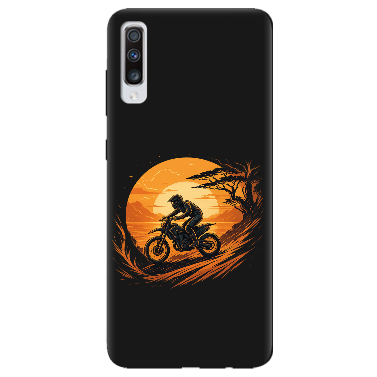 Чехол для Samsung Galaxy A70 черный матовый soft touch БайкПуть - фото 1 Чехол для Samsung Galaxy A70 черный матовый soft touch БайкПуть - фото 1 - Чехлы для телефонов