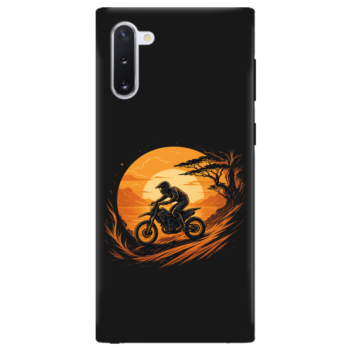 Чохол для Samsung Galaxy Note 10 чорний матовий soft touch БайкШлях - фото 1 - Чохли для телефонів